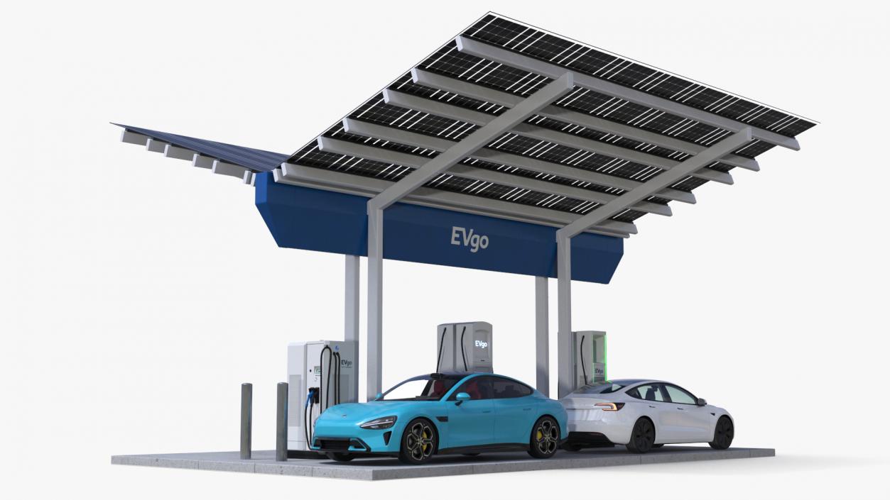 3D EVgo Fast Charging Station and Electric Cars 2