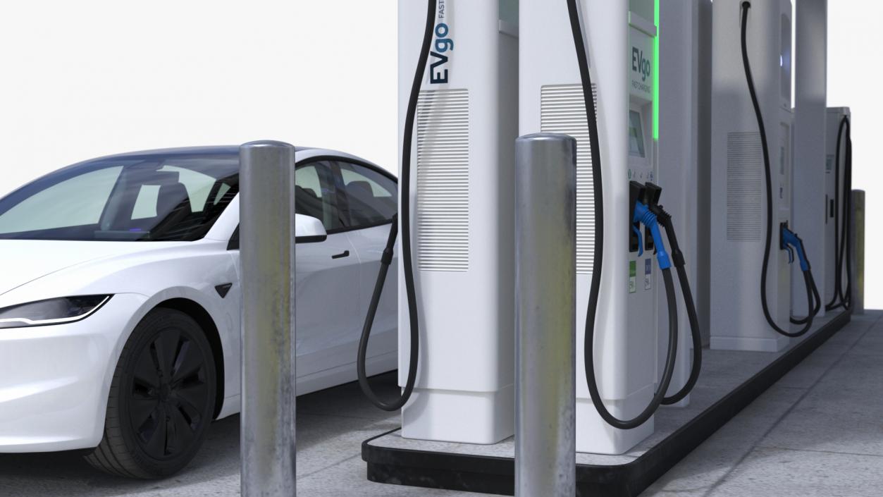 3D EVgo Fast Charging Station and Electric Cars 2