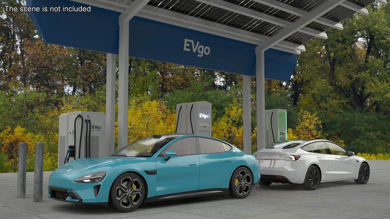 3D EVgo Fast Charging Station and Electric Cars 2