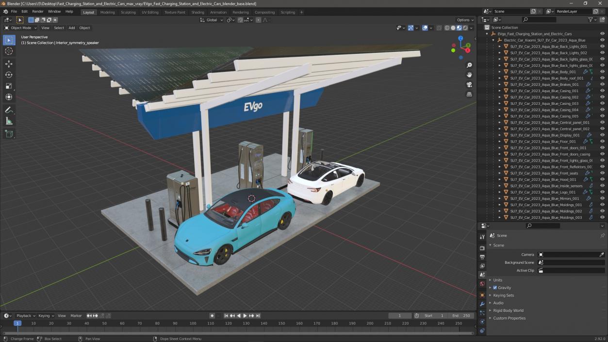 3D EVgo Fast Charging Station and Electric Cars 2