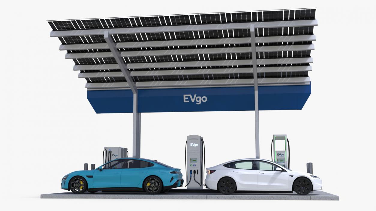 3D EVgo Fast Charging Station and Electric Cars 2