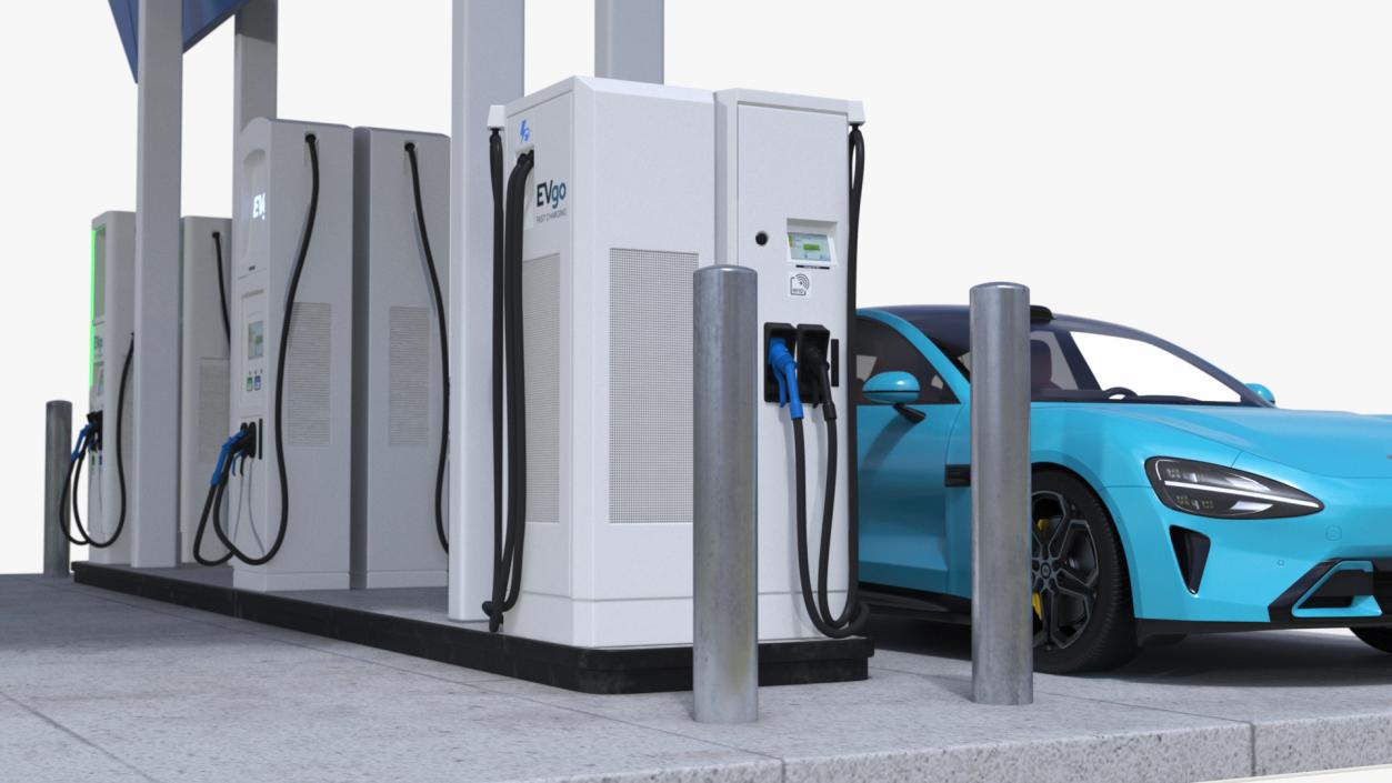 3D EVgo Fast Charging Station and Electric Cars 2