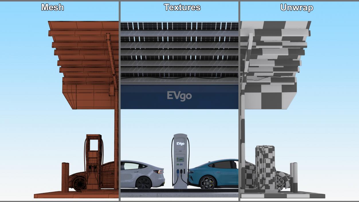 3D EVgo Fast Charging Station and Electric Cars 2