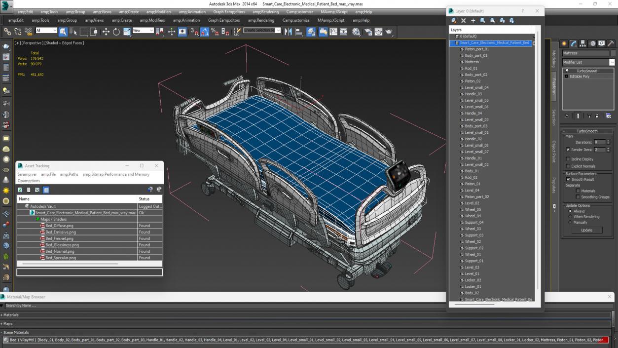 3D Smart Care Electronic Medical Patient Bed