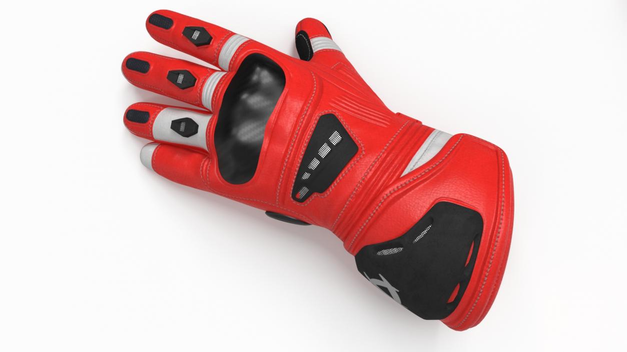 3D model Protective Riding Gloves Red 2