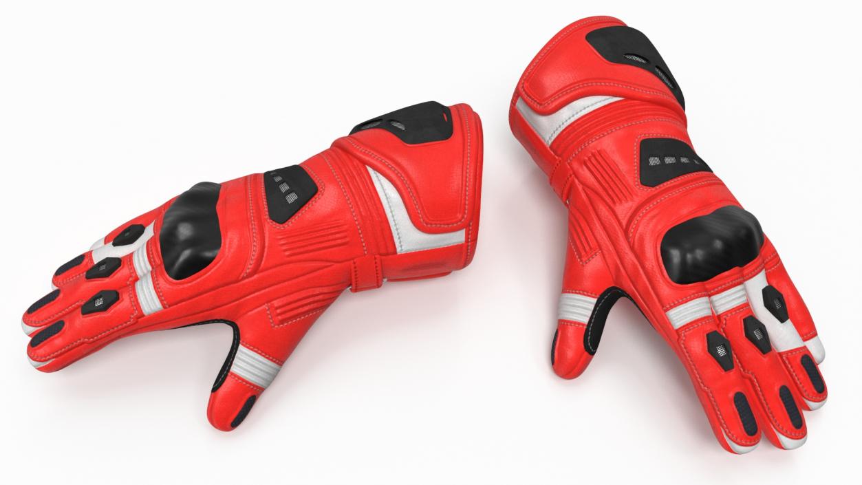 3D model Protective Riding Gloves Red 2