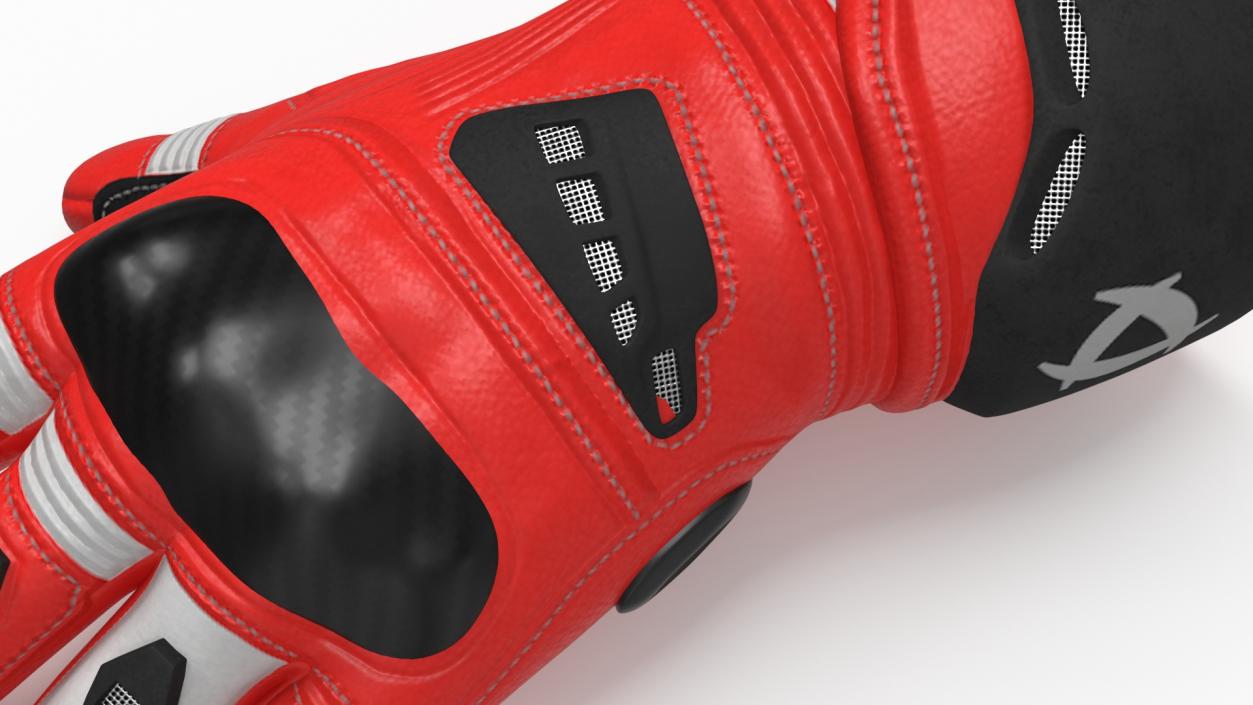 3D model Protective Riding Gloves Red 2