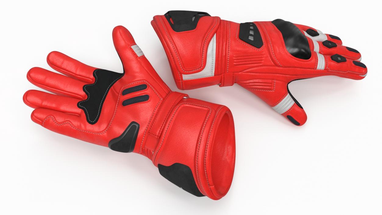 3D model Protective Riding Gloves Red 2