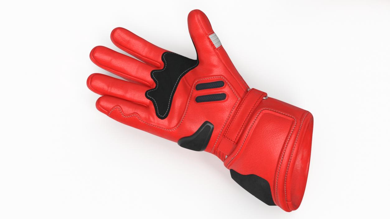 3D model Protective Riding Gloves Red 2