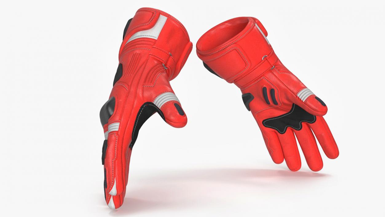 3D model Protective Riding Gloves Red 2