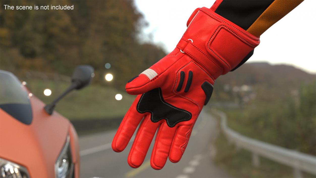 3D model Protective Riding Gloves Red 2