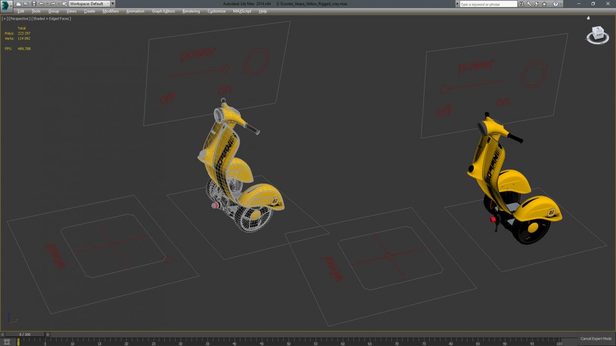 Z-Scooter Vespa Yellow Rigged 3D model