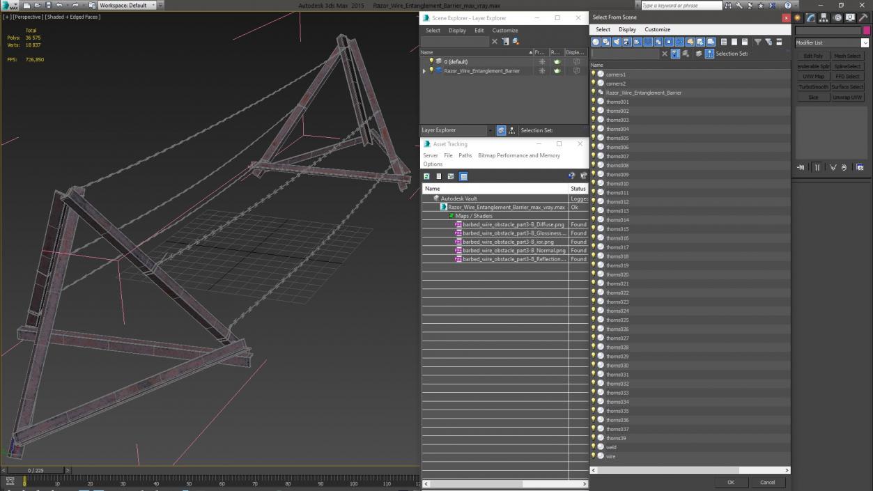 3D Razor Wire Entanglement Barrier