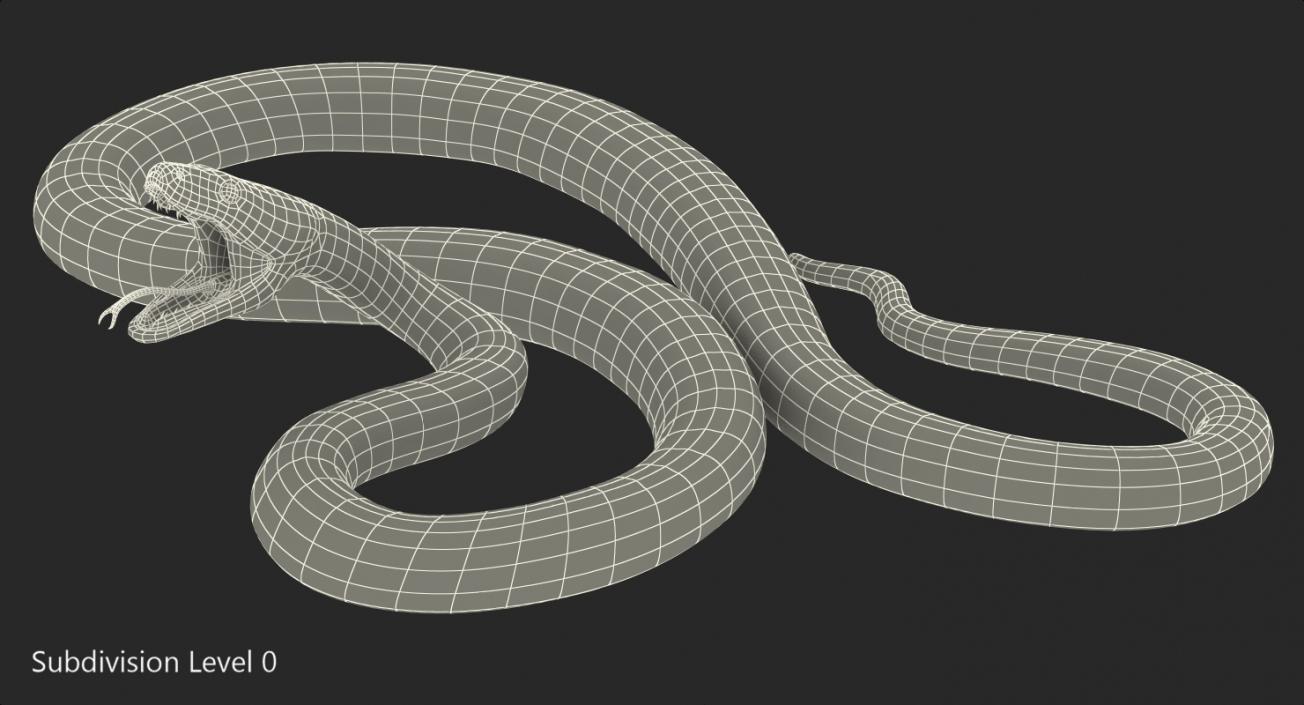 3D Yellow Python Snake Attack Pose