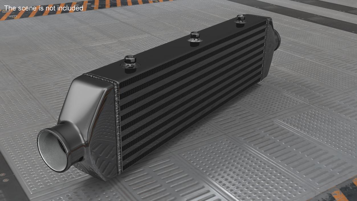 Black Car Intercooler Two Sided Pipes 3D