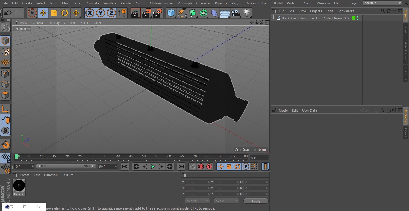 Black Car Intercooler Two Sided Pipes 3D