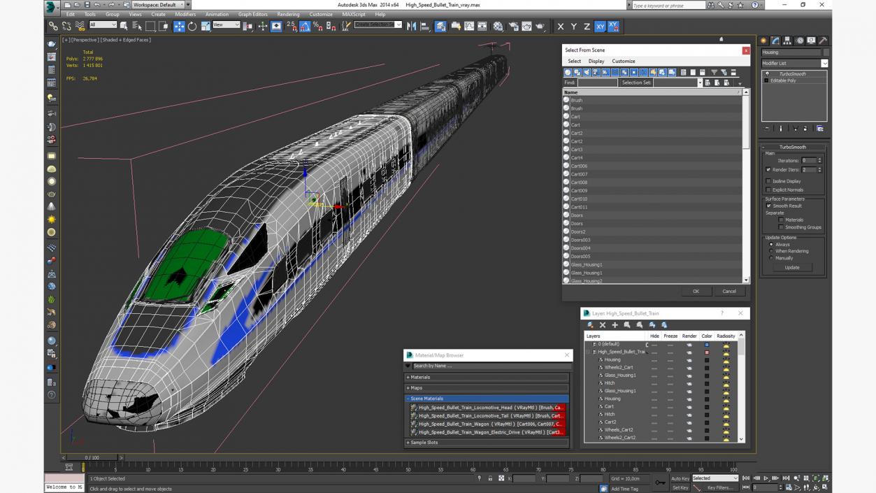 3D High Speed Bullet Train model