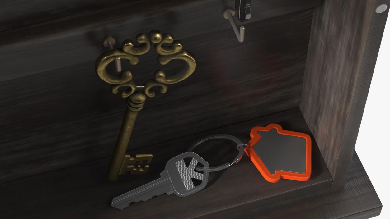 3D Wooden Key Holder Box with Keys