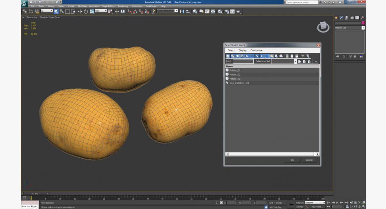 3D Raw Potatoes Set