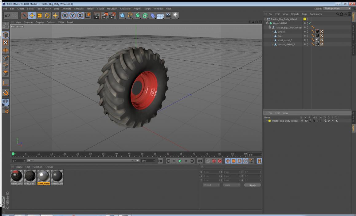 3D Tractor Big Dirty Wheel model