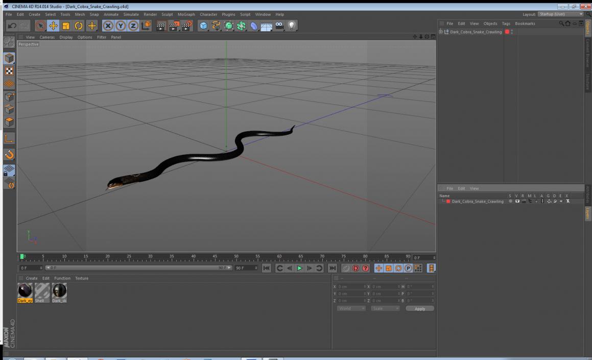 3D model Dark Cobra Snake Crawling