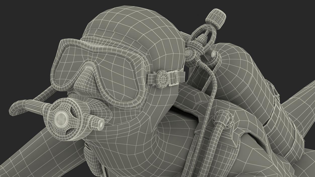 Diver with Sea Scooter Propulsion Vehicle Rigged for Modo 3D