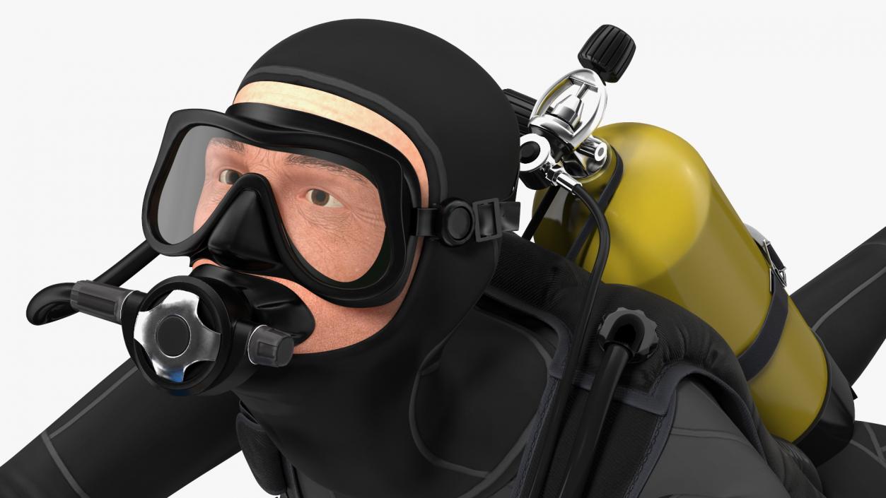 3D Diver with Sea Scooter Propulsion Vehicle Rigged model