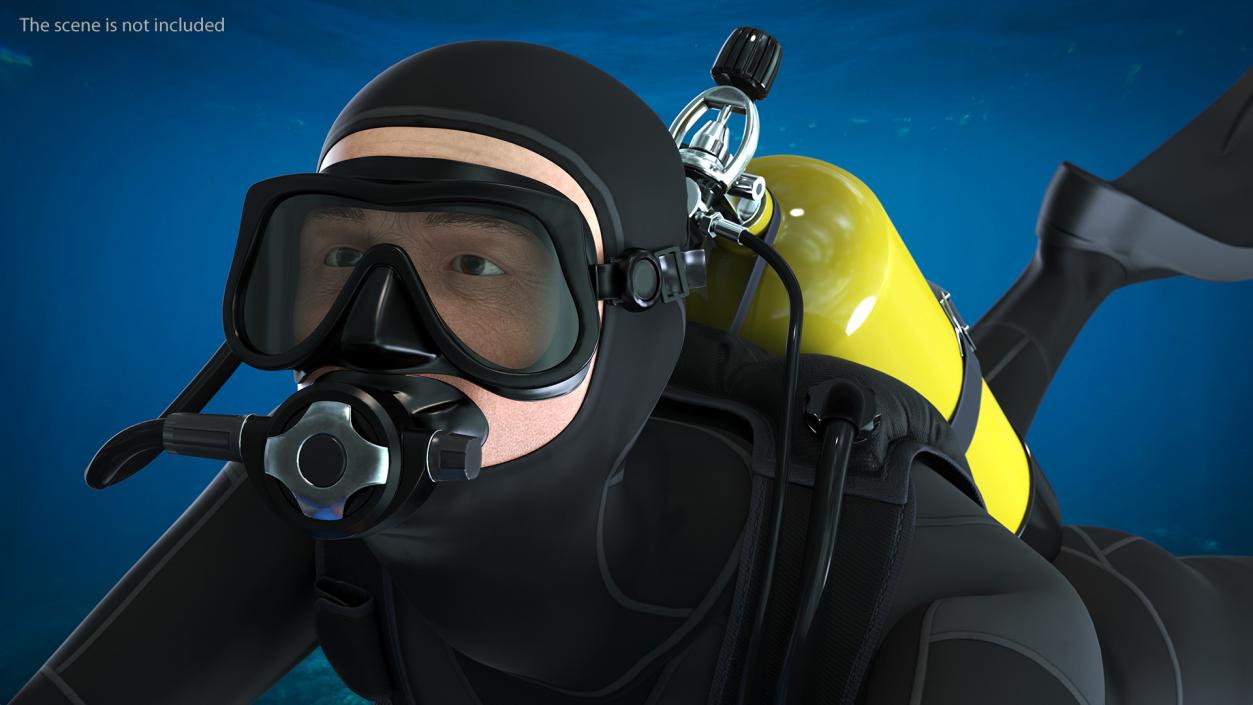 3D Diver with Sea Scooter Propulsion Vehicle Rigged model