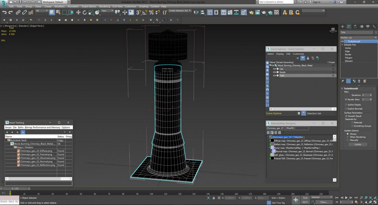 Wood Burning Chimney Black Metal 3D