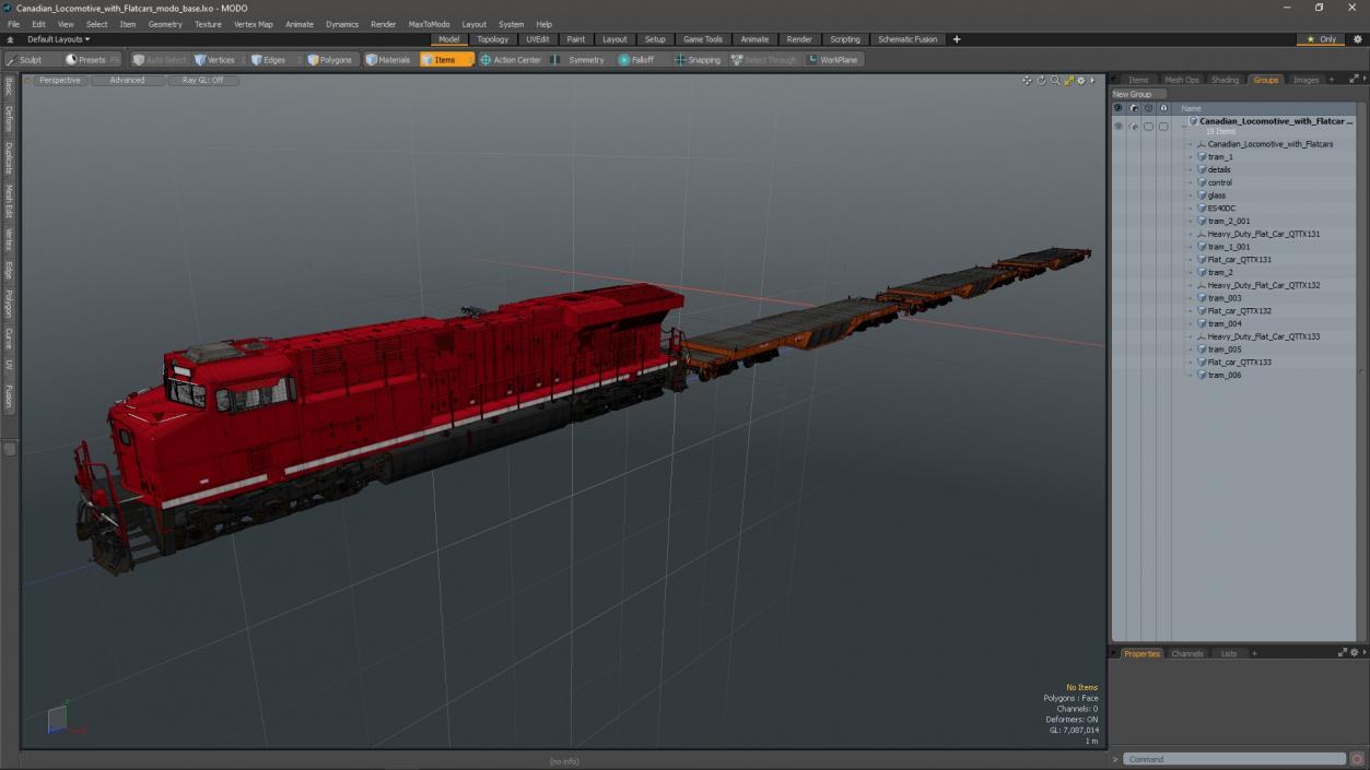 3D Canadian Locomotive with Flatcars model