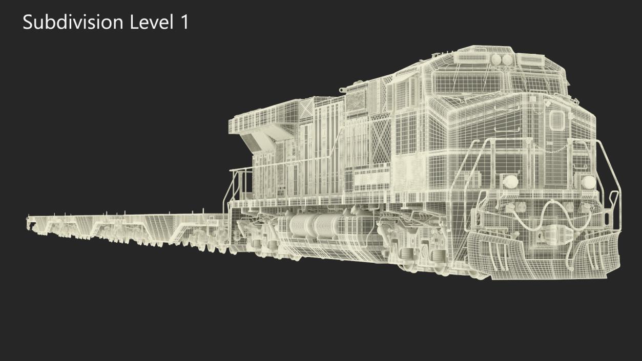 3D Canadian Locomotive with Flatcars model