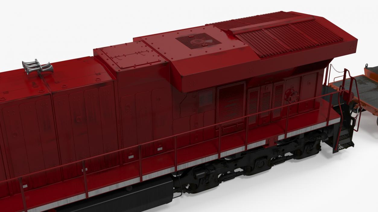 3D Canadian Locomotive with Flatcars model