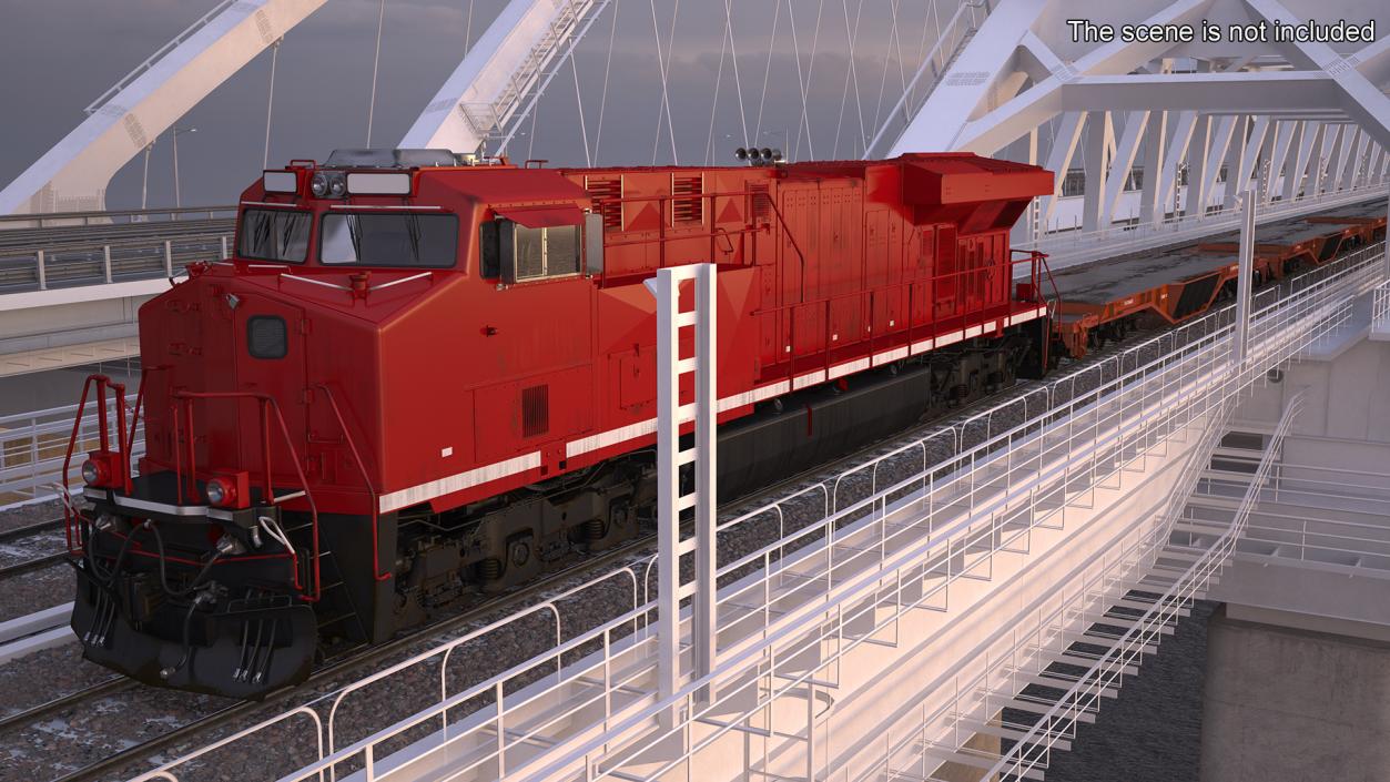 3D Canadian Locomotive with Flatcars model