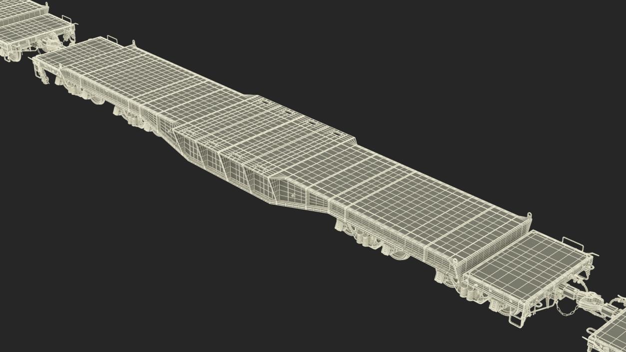 3D Canadian Locomotive with Flatcars model