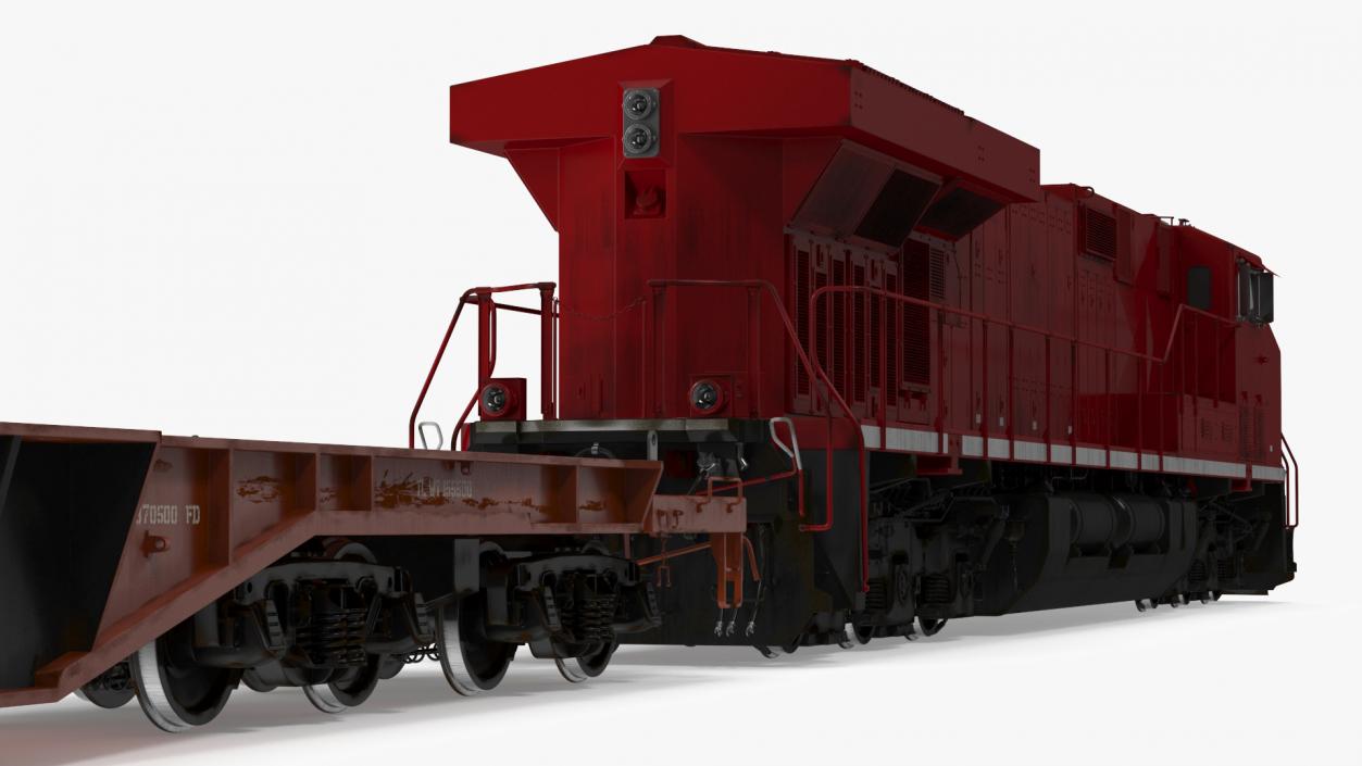 3D Canadian Locomotive with Flatcars model