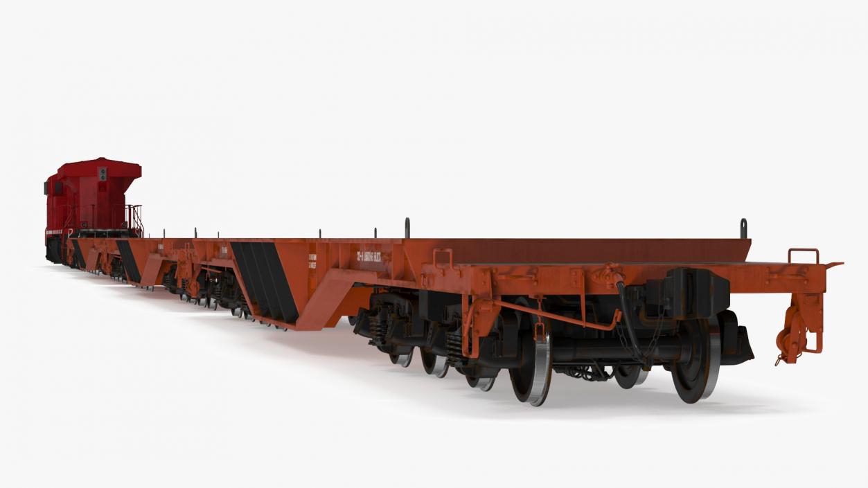 3D Canadian Locomotive with Flatcars model