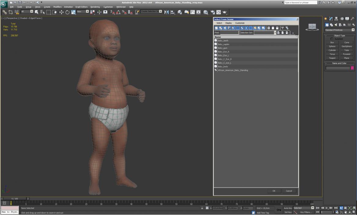 3D model African American Baby Standing