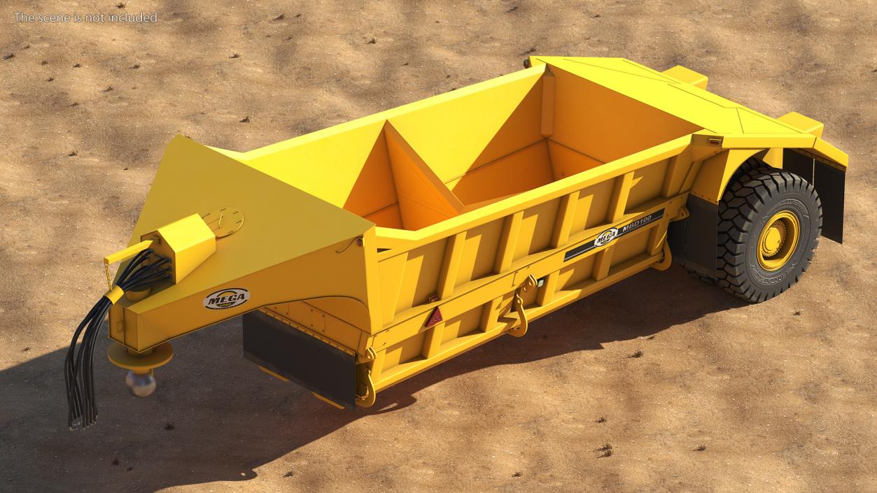 Mega Bottom Dump Trailer MBD100 Clean Rigged 3D model