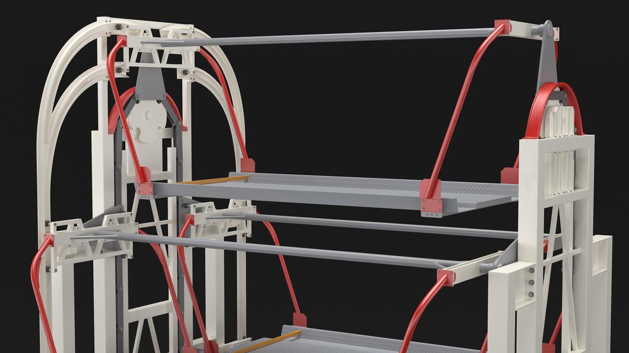 3D model 6 Place Rotary Car Parking Lift System Rigged