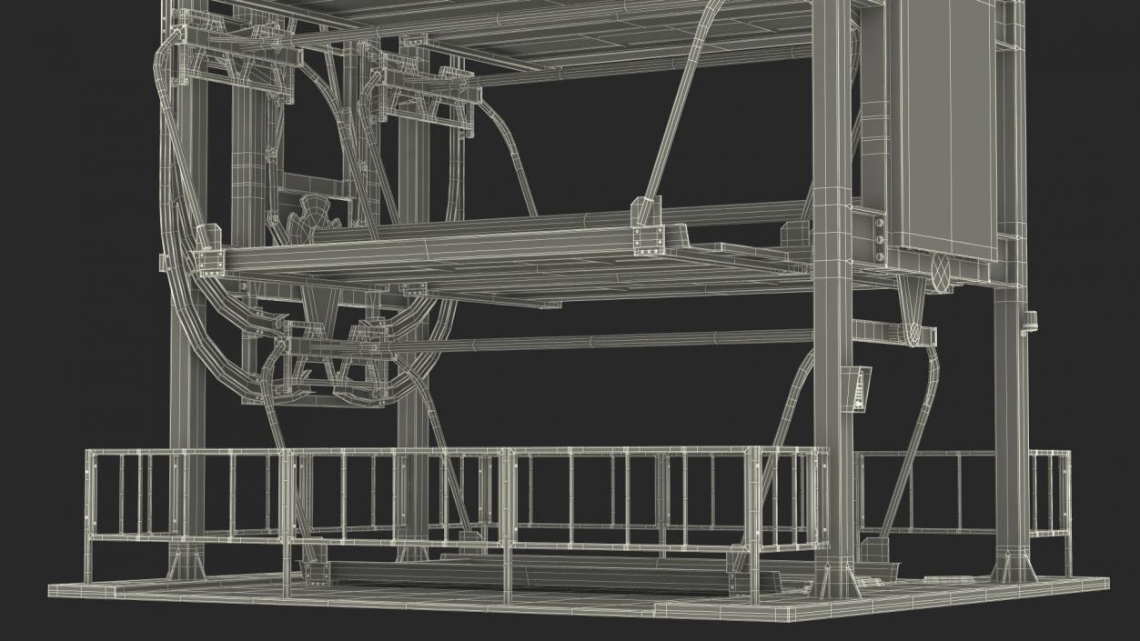 3D model 6 Place Rotary Car Parking Lift System Rigged