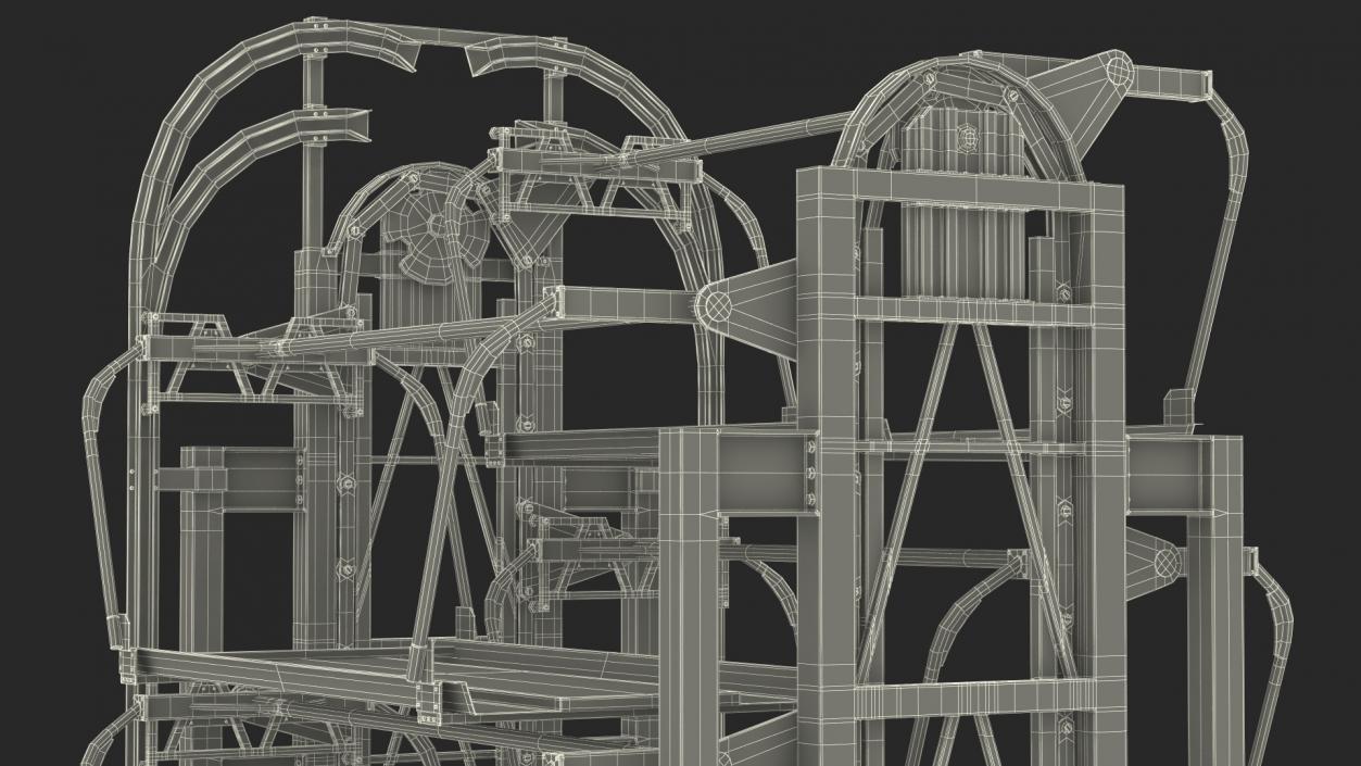 3D model 6 Place Rotary Car Parking Lift System Rigged