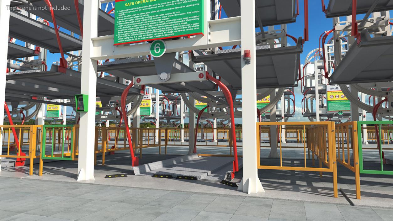 3D model 6 Place Rotary Car Parking Lift System Rigged