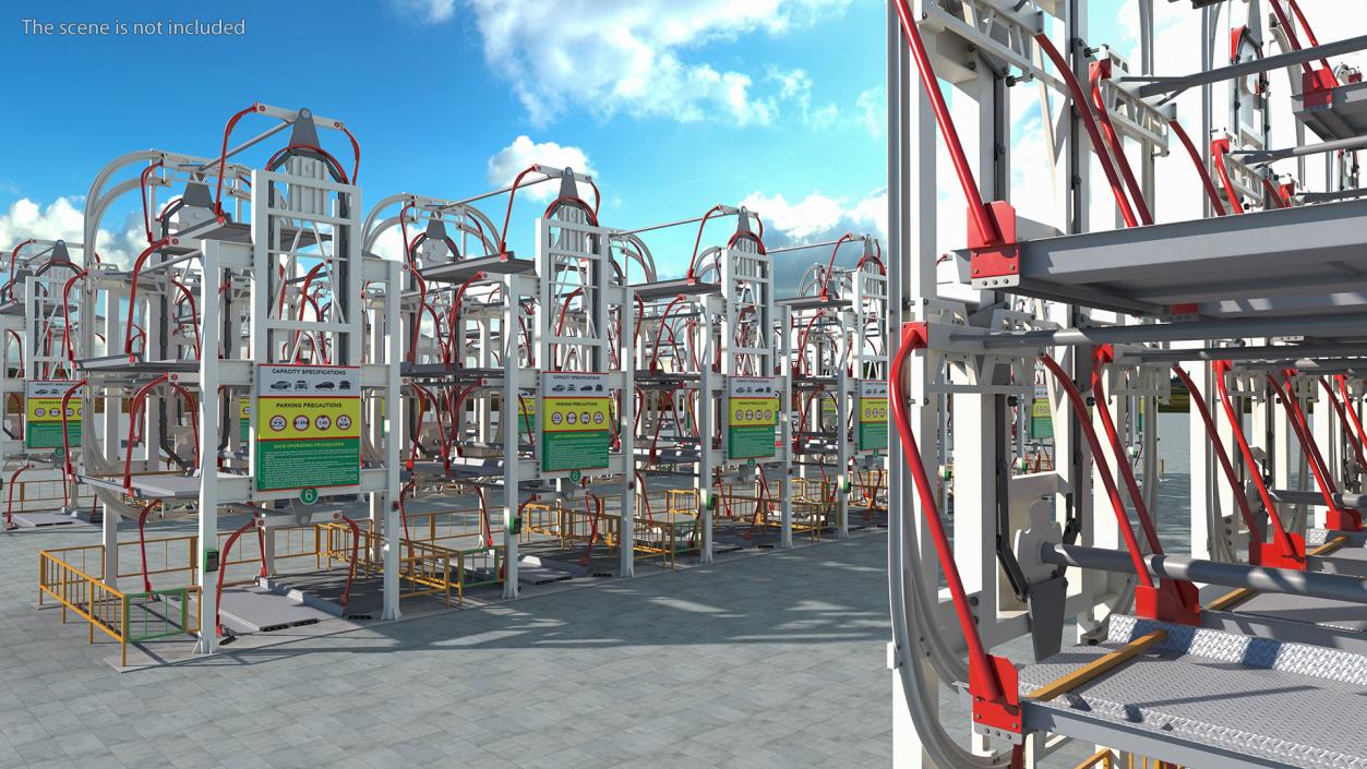 3D model 6 Place Rotary Car Parking Lift System Rigged