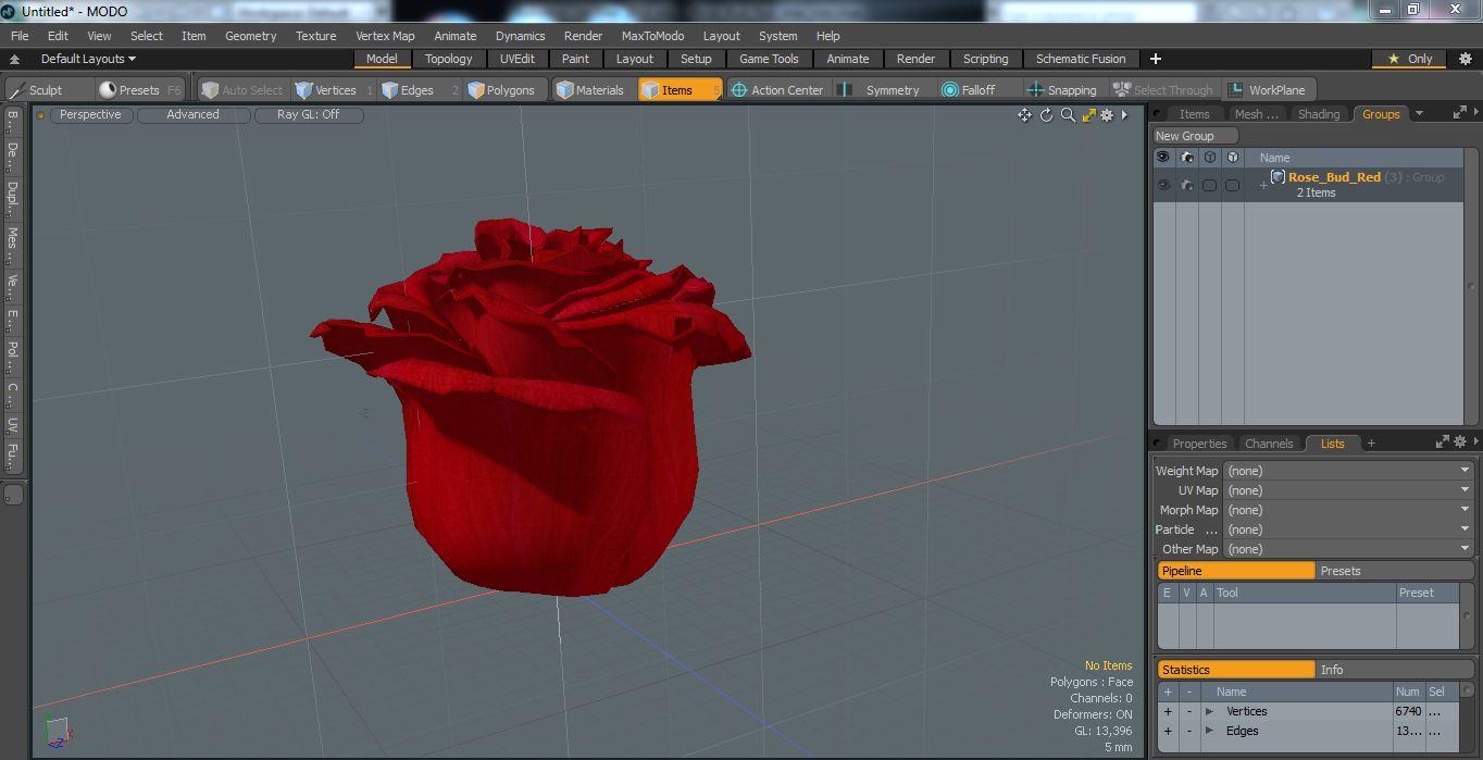 Rose Bud Red 3D