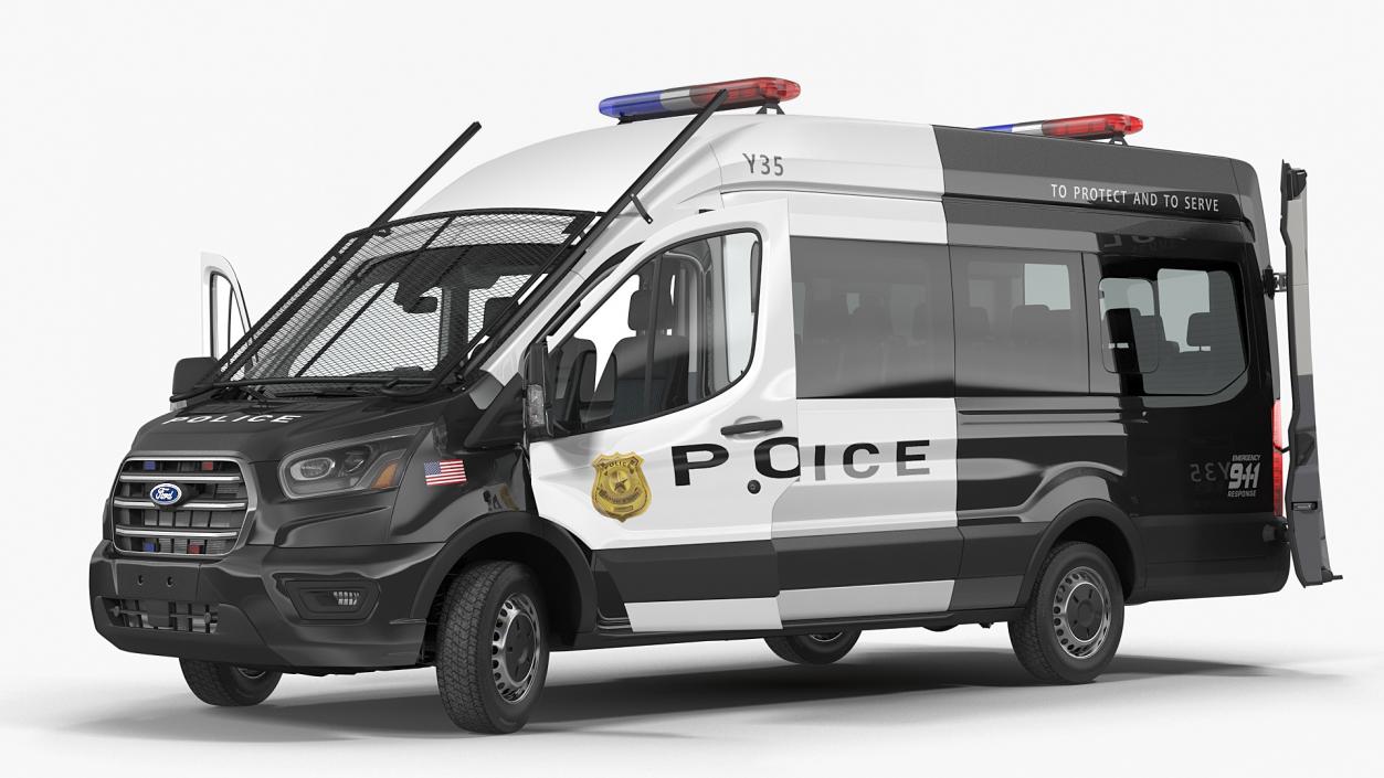 3D model Ford Transit Police Van 2020 Rigged