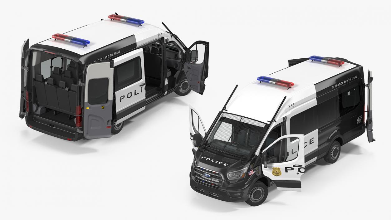 3D model Ford Transit Police Van 2020 Rigged