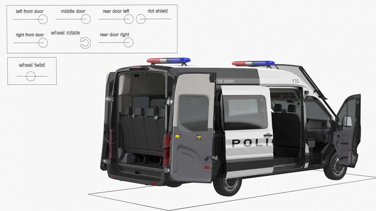 3D model Ford Transit Police Van 2020 Rigged