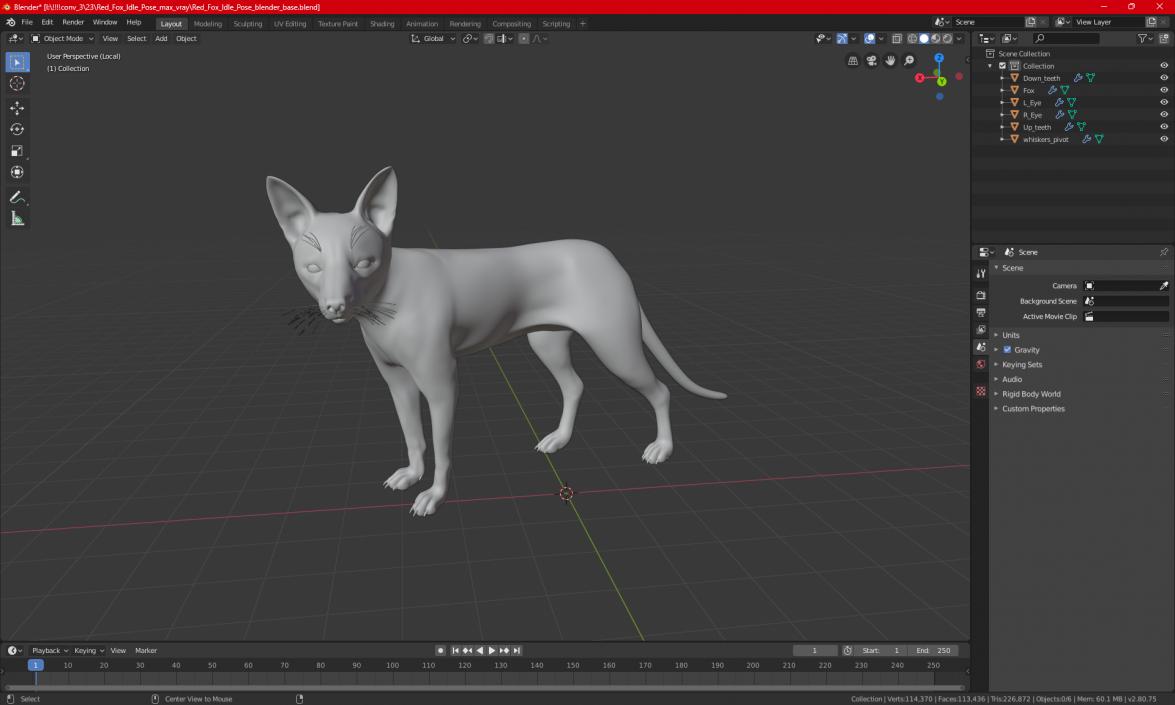 Red Fox Idle Pose 3D