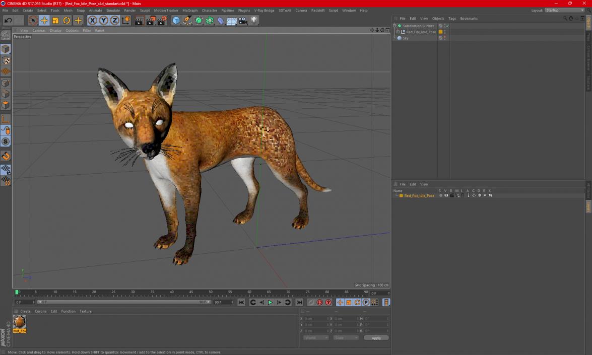 Red Fox Idle Pose 3D