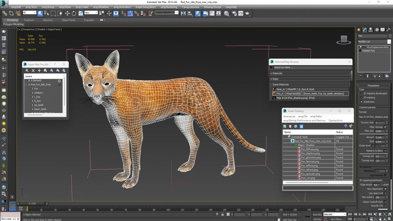 Red Fox Idle Pose 3D